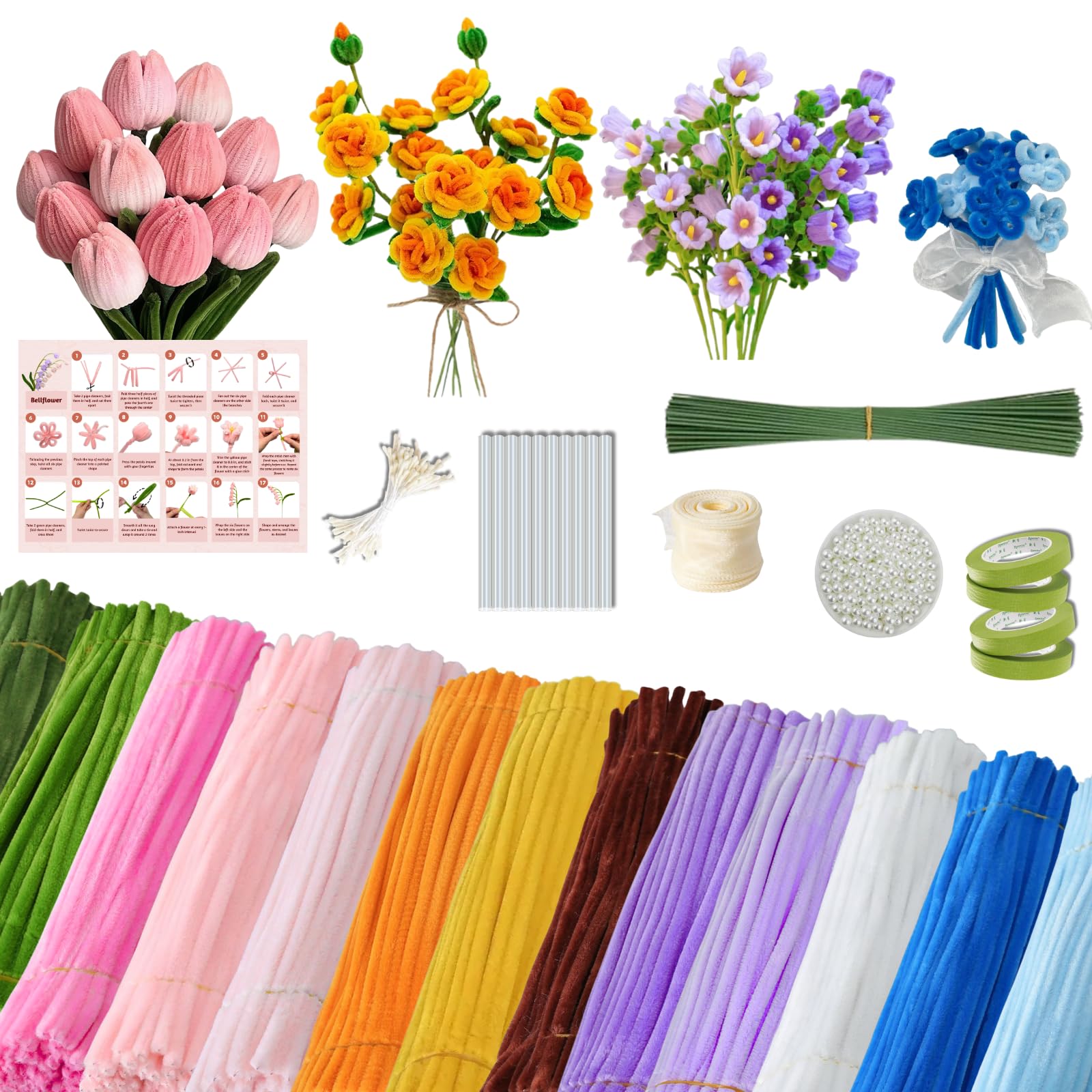 Balinging Upgraded 900 pcs Colorful Chenille Pipe Cleaners for Crafts, Extra Fuzzy Flexible Stems, 12 Inch Length for DIY Art, Kids and Adults