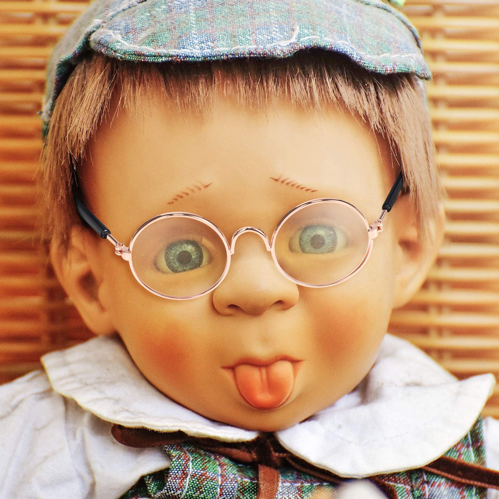 9 Pairs Doll Glasses Metal Wire Rim Clear Lens Eyewear Fabric Doll Dress Up Eyeglasses Mini Dolls Costume Accessories for 18 Inch and Other Item Dolls