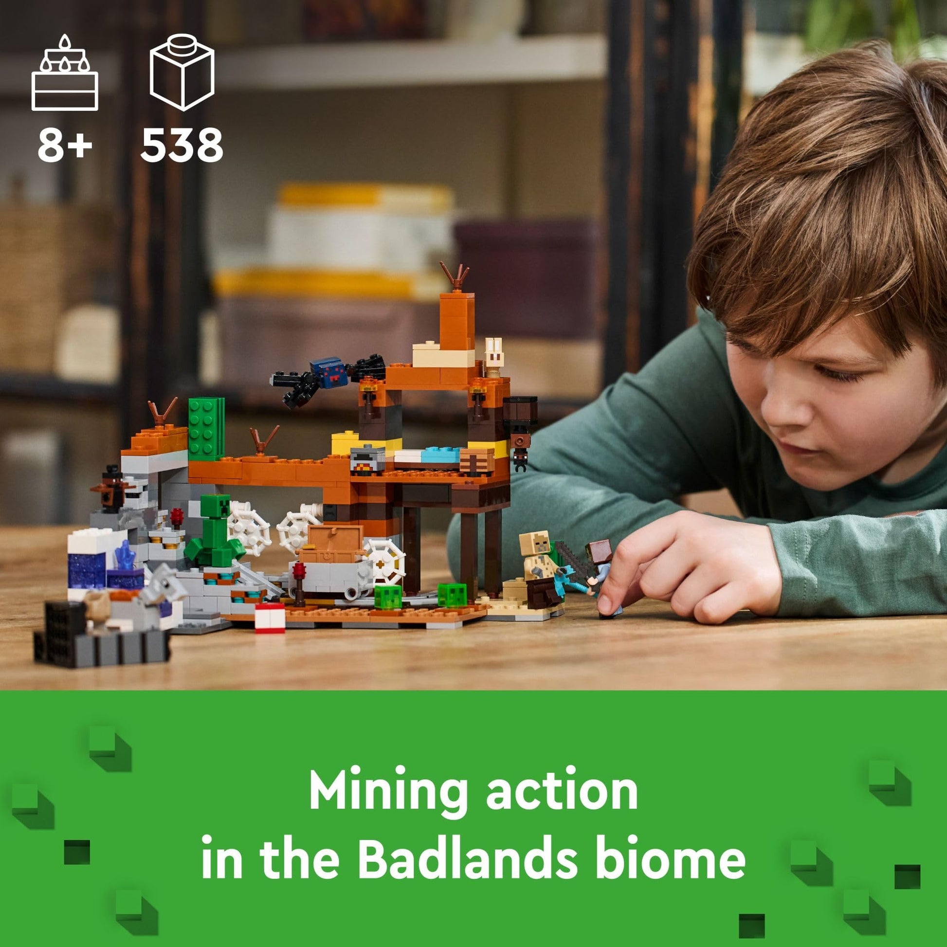 LEGO Minecraft The Badlands Mineshaft - Building Toys for Boys & Girls, Ages 8+ - Video Game Toy for Kids - W/Minecraft Minifigures - Gift