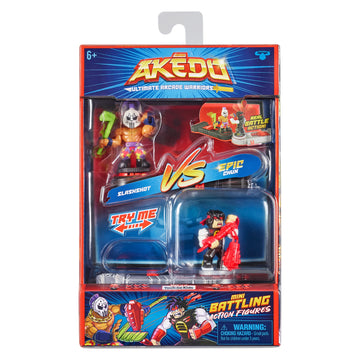 Akedo - Ultimate Arcade Warriors Versus Pack Mini Battling Action Figures - Ready, Fight, Split Strike - Epic CHUX VS SLASHSHOT,Multicolor,14266