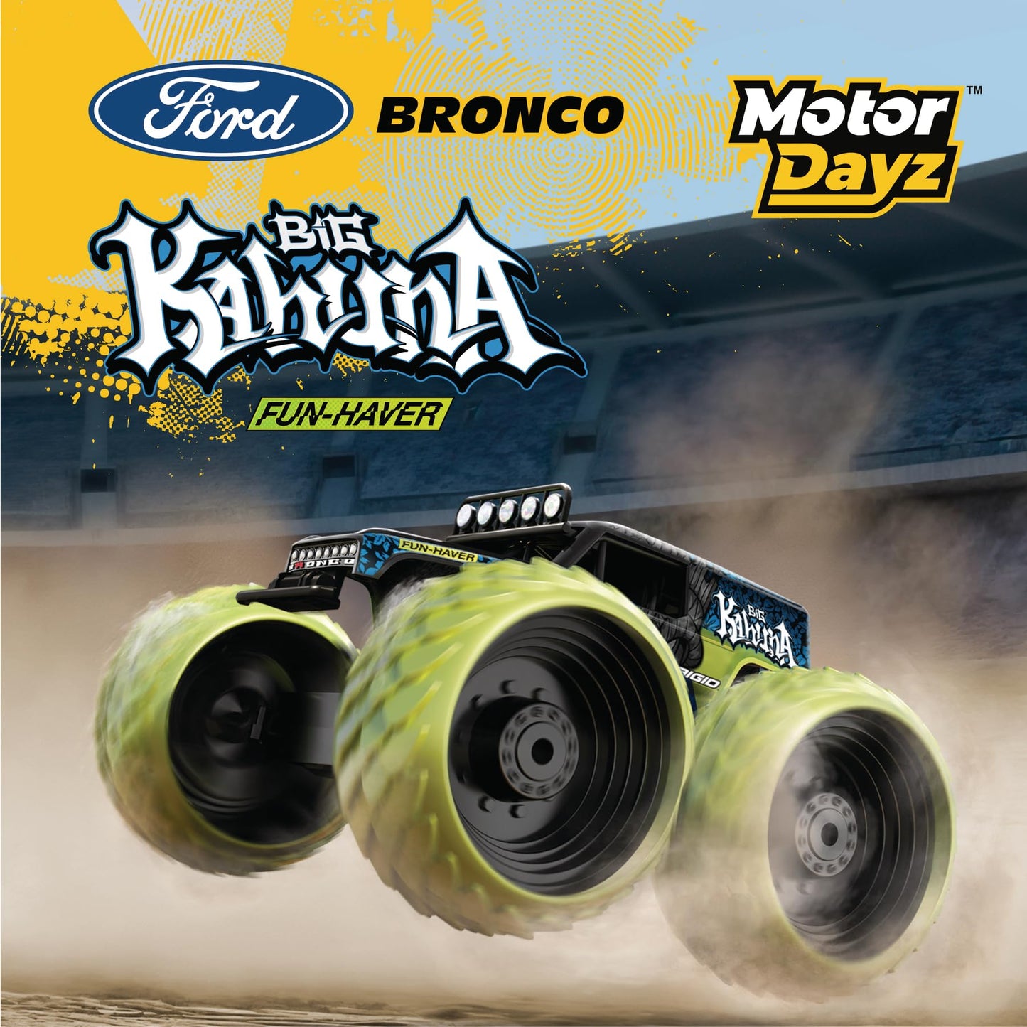 Motor Dayz RC 4WD Big Kahuna Remote Control Car Ford Bronco Monster Truck - 1:14 Scale Remote Control Truck, Vaughn Gittin Jr., Vertical Drive Stunts