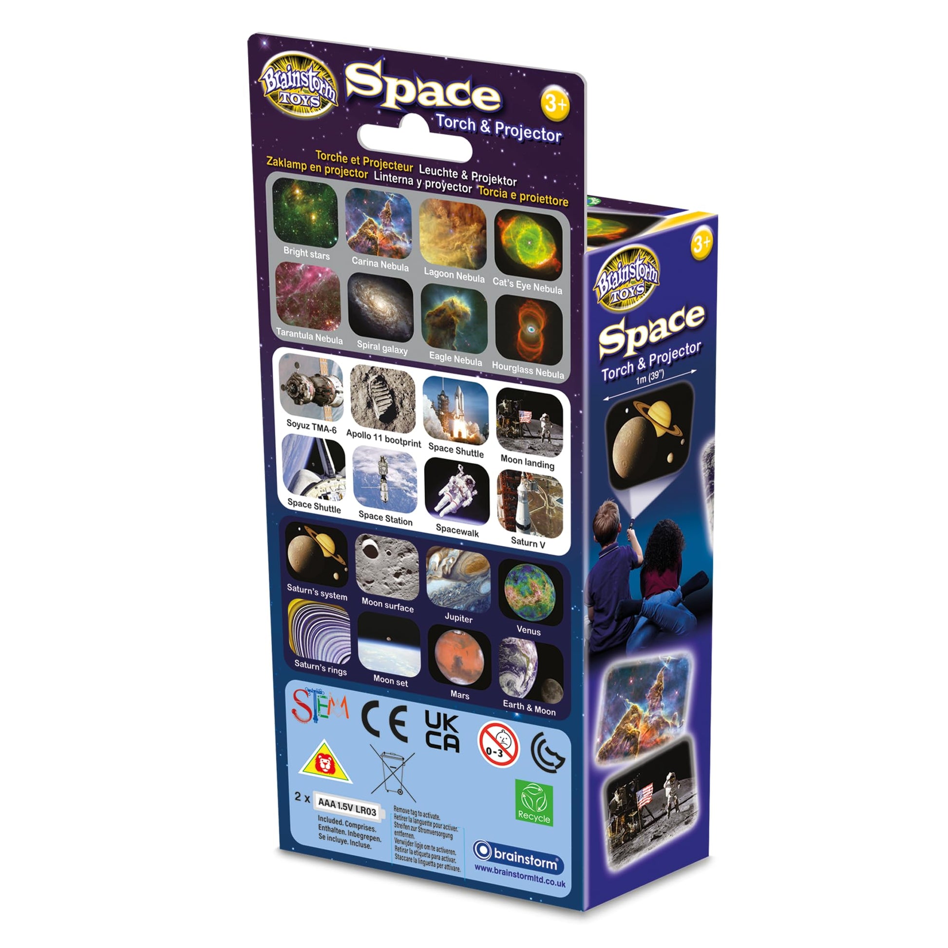 Brainstorm Toys: Space Torch and Projector, Creates Clear, Precise Images up to One Metre Wide, Fun Project Doubles as Handy Torch Flashlight, STEM