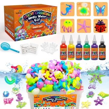 Kiditos Color Changing Magic Water Elf Toy Kit, Magic Aqua Fairy Water Gel Kit with 6 Color Changing Gels and 6 Molds. Christmas Gifts, Birthday