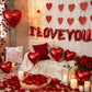 I Love You Balloons and Heart Balloons with 500 Pieces Rose Petals, Foil Mylar Love Balloon for Him/Her Wedding Anniversary Engagement Valentine Day
