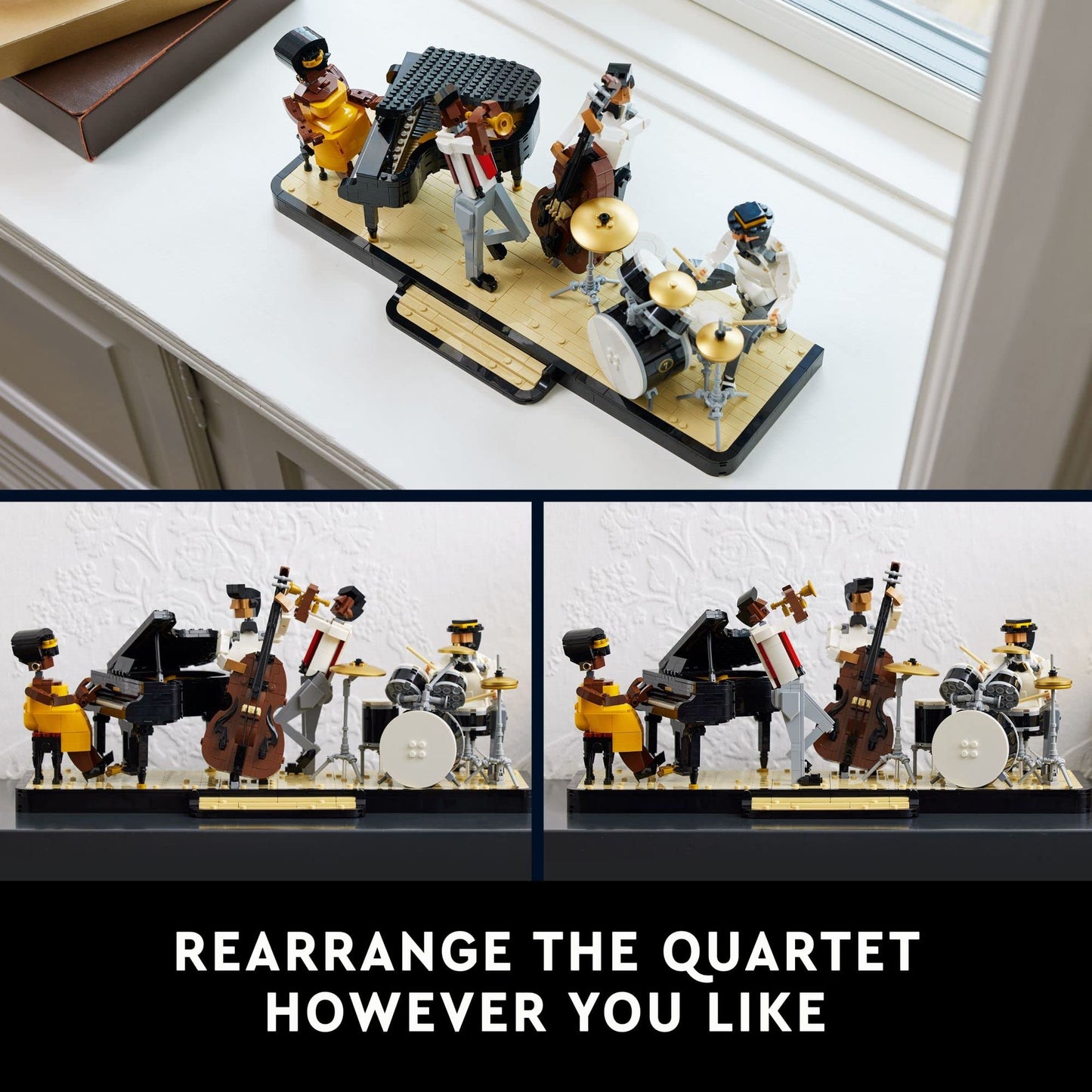 LEGO Ideas Jazz Quartet 21334 Building Blocks - Featuring Buildable Stage with 4 Band Musician Figures, Includes Piano, Double Bass, Trumpet, and Drum
