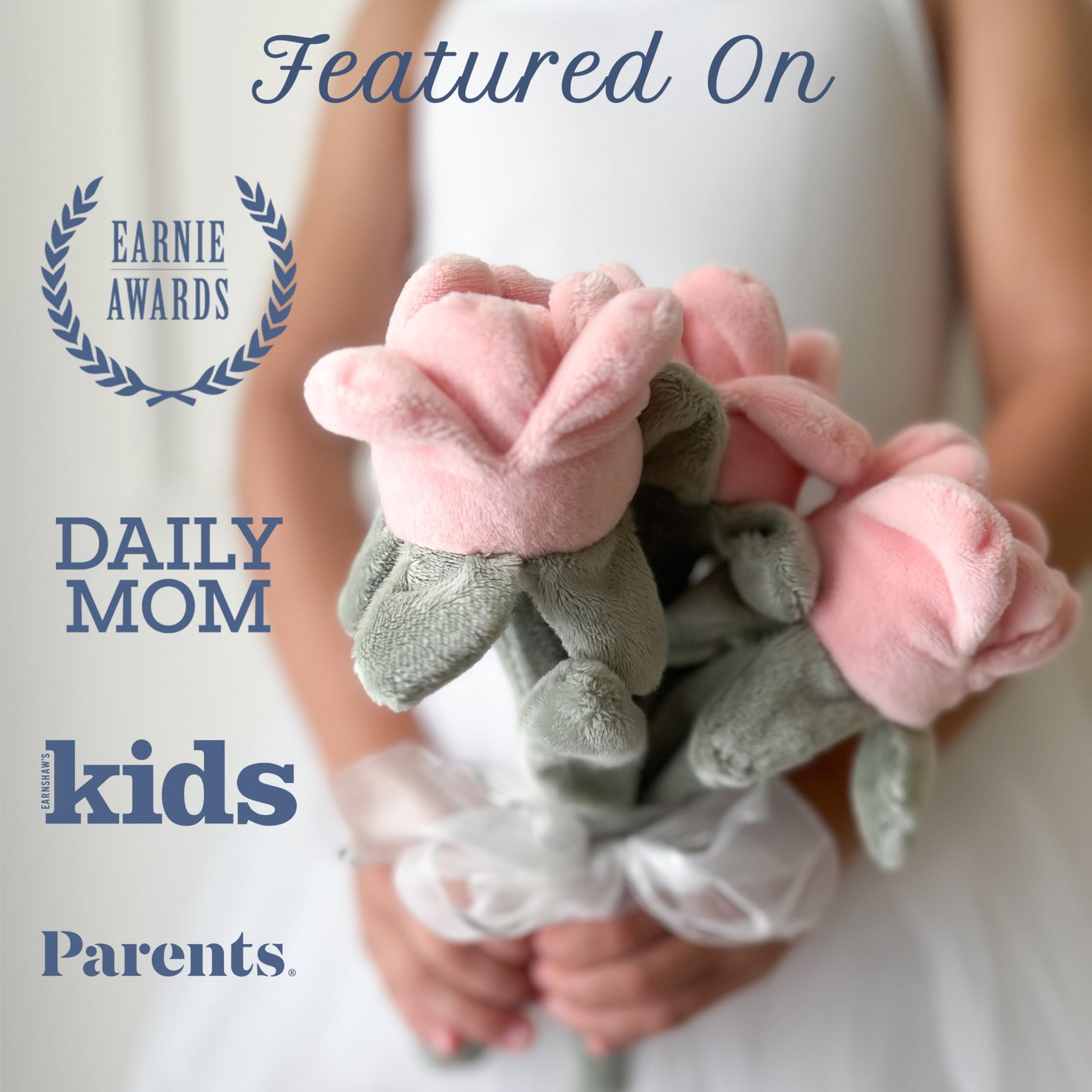MON AMI Rose Plush Flower Bouquet, 9-Inch Soft Floral Stuffed Toy Gift