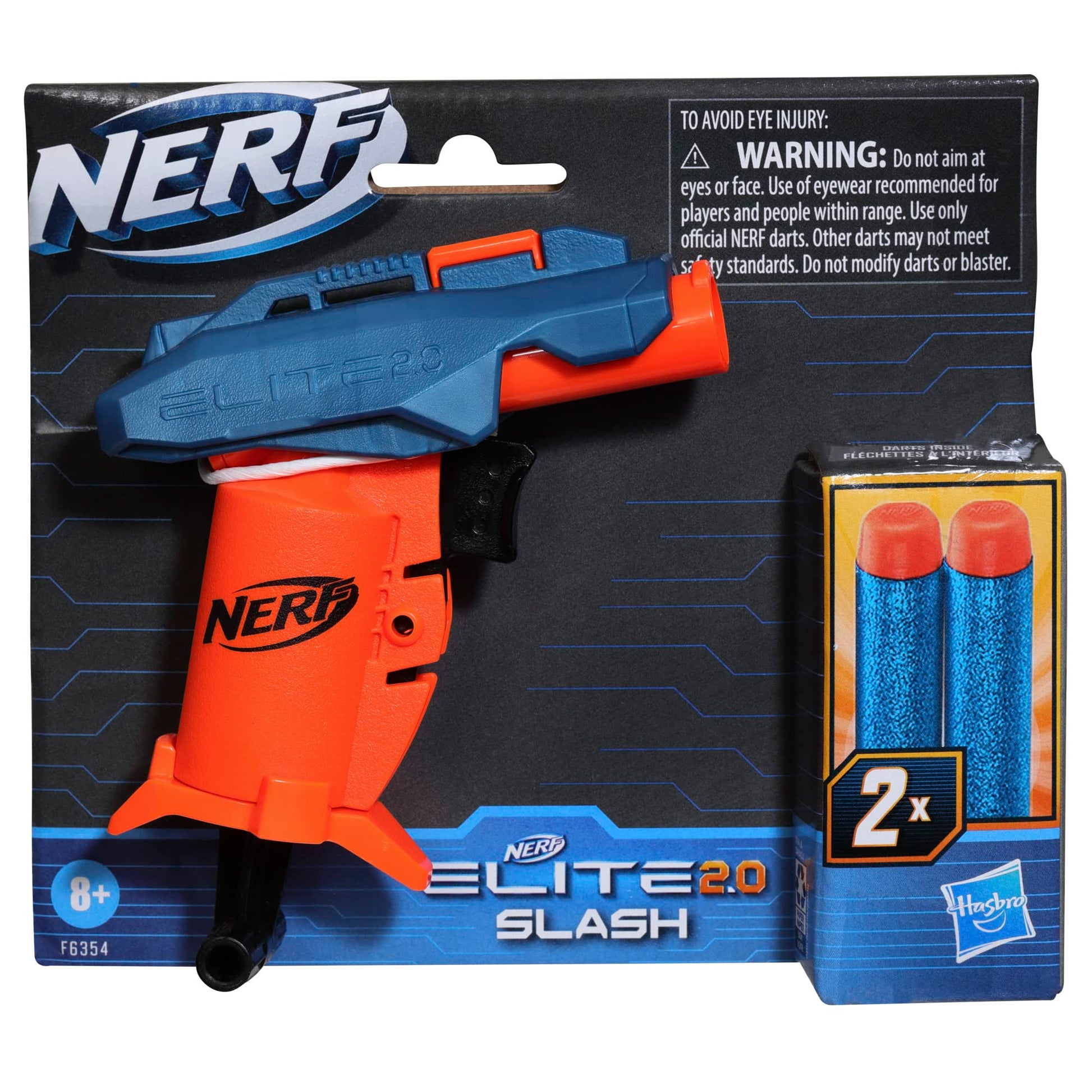 Nerf Elite 2.0 Slash Blaster, includes 2 Nerf Elite Darts, Pull to Prime Handle, Toy Foam Blaster for Outdoor Kids Games
