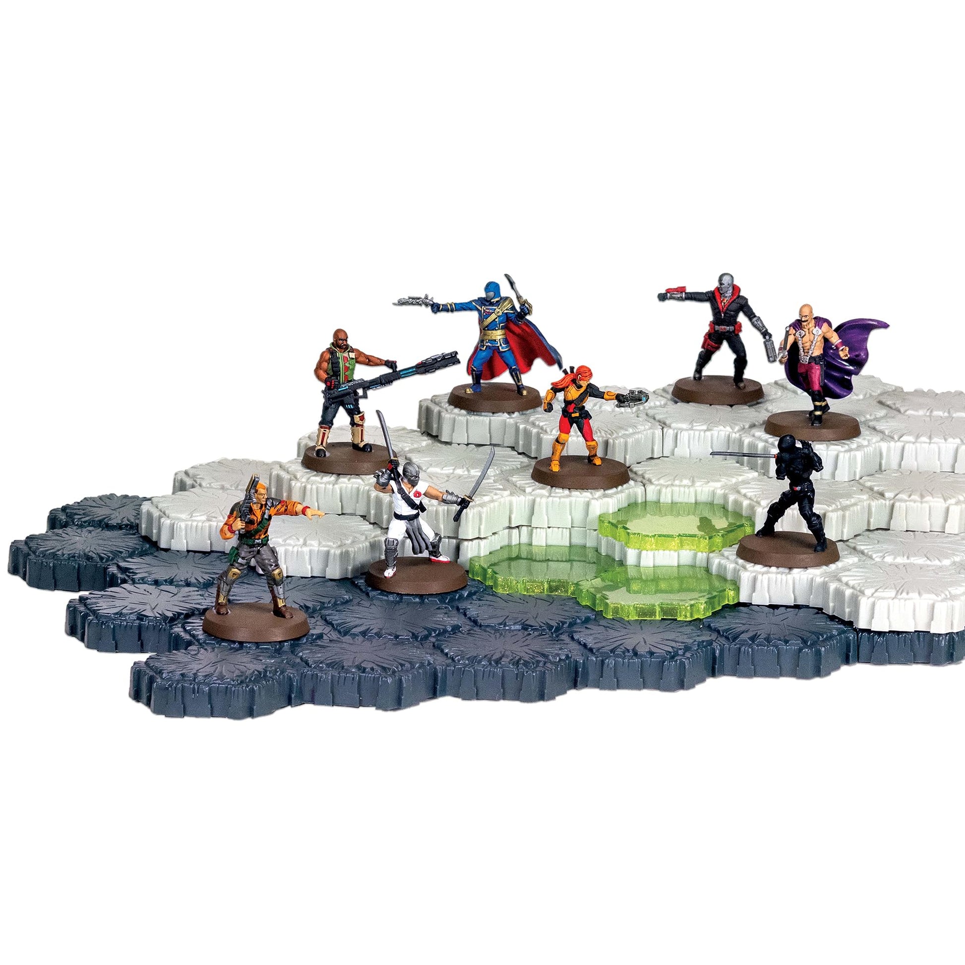 Renegade Game Studios G.I. Joe Heroscape Rumble at The Rift Tactical Board Game, Battle Box with 8 Miniatures & Modular Hex Terrain