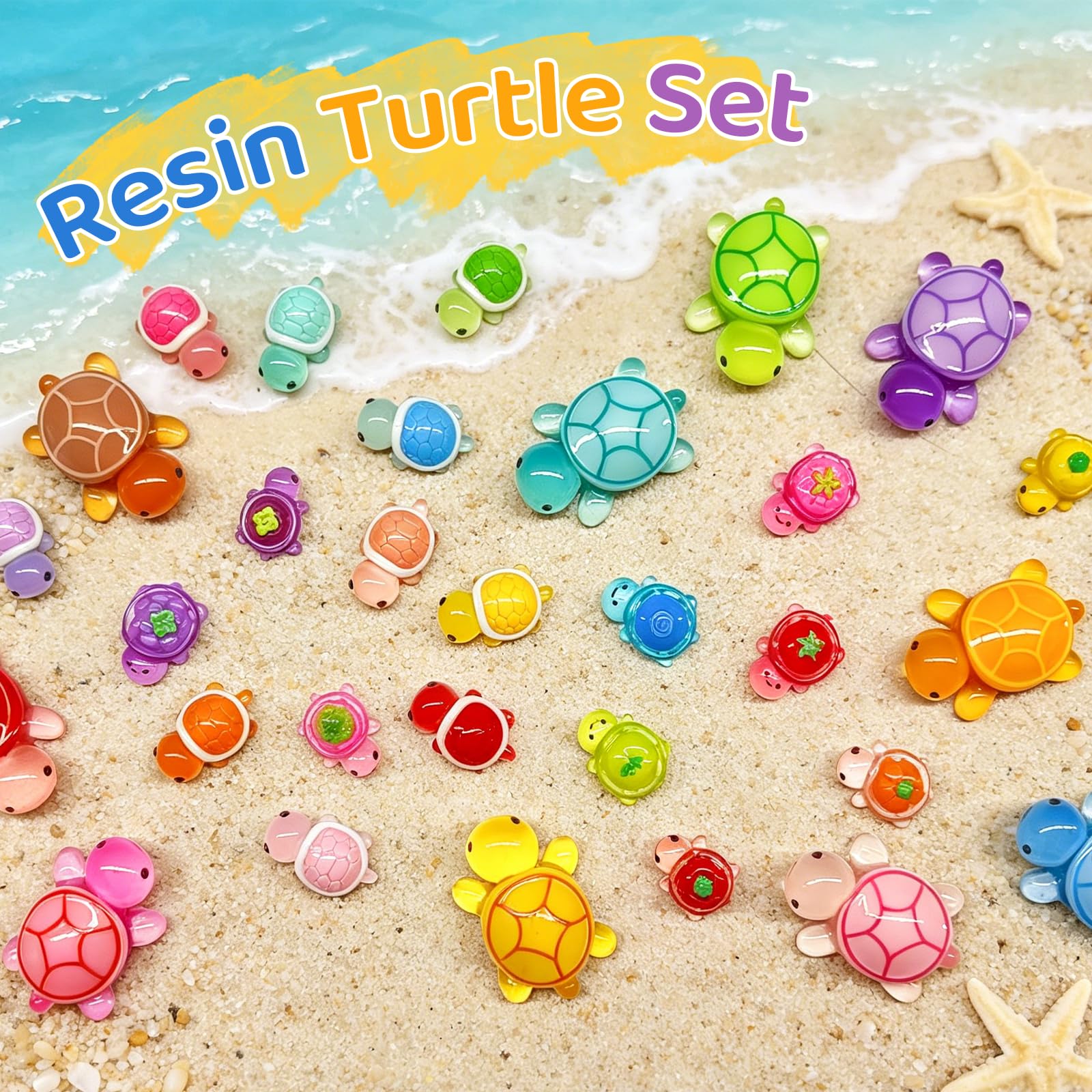 YOSMAKIY 30 Pcs Luminous Mini Resin Turtles Glow in The Dark,Tiny Sea Turtle Figurines for Fairy Garden, Micro Landscaping, Dollhouse Decor, DIY