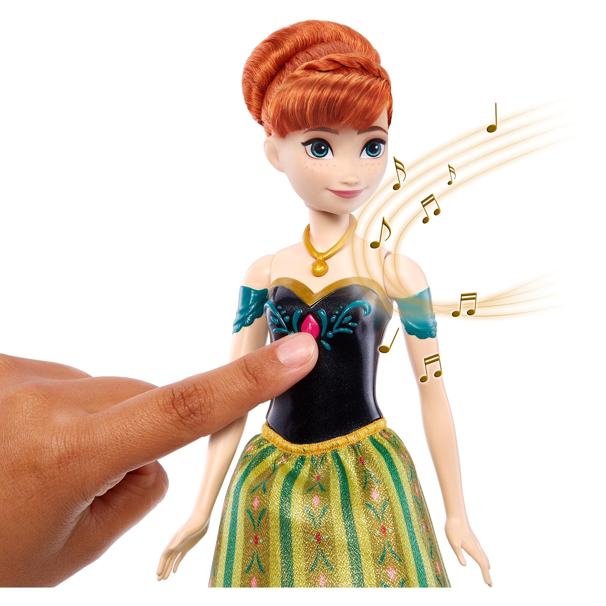 Mattel Disney Anna Frozen Singing Doll with Iconic Outfit and Song Renewal from Disney Frozen Movie in Languages: English, French, German, Italian