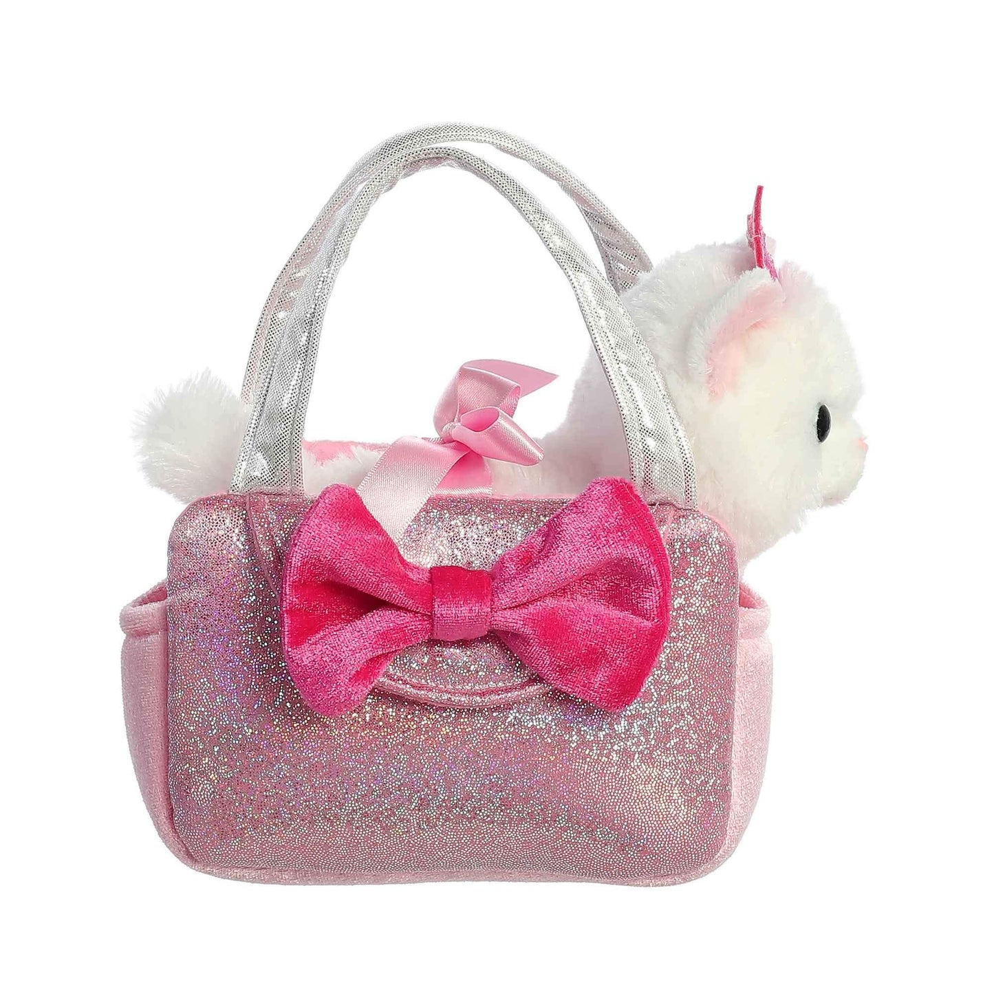 Aurora® Fashionable Fancy Pals™ Trendy Sparkle Pink™ Stuffed Animal - Plush with Stylish Purse for Dress Up Fun - Perfect for Kids 3+ Years, Costumes