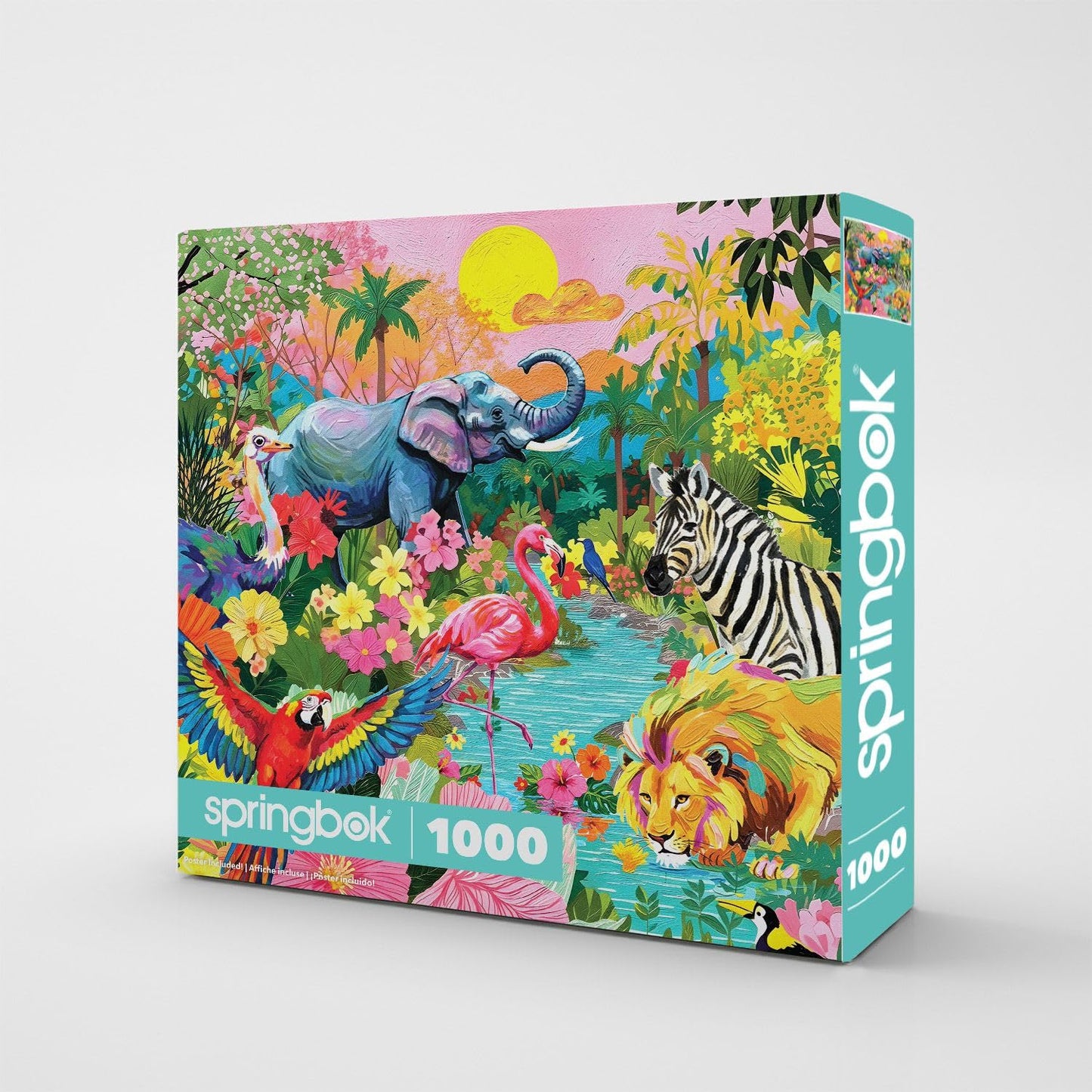 Springbok Tropical Jungle 1000 Piece Jigsaw Puzzle for Adults - Poster Now Included - Lush Exotic Nature Puzzle - Unique Cut Pieces - Made in USA