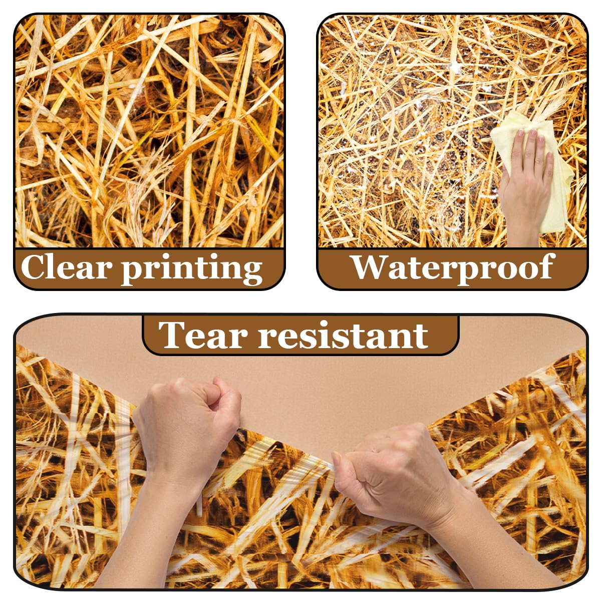 Pymurod 3pcs Straw Tablecovers Farm Hay Tablecloth Starw Hay Bales Decoration for Table Western Cowboy Theme Birthday Party Decorations Hawaiian Luau