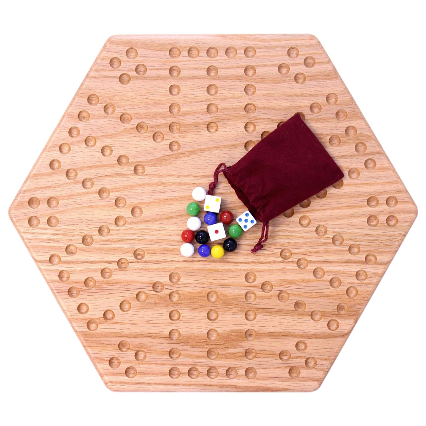 AmishToyBox.com Wooden Wahoo Marbles Game Board Set, Unpainted Holes, 16" Wide