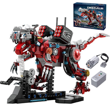 BOIQJSI Sci-Fi Mechanical T-Rex Building Blocks Set-Collectible Dinosaur Model with Movable Gears & Motor, Complete with Display Stand, Great Hobby