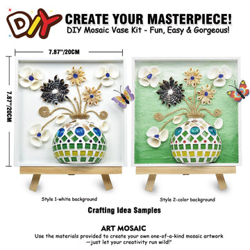 VTZH DIY Vase Mosaic Tiles for Crafts Painting Kits, DIY Arts and Craft Kits with Petal Glue Accessories Crafts for Adults, Mosaic Crafts Handmade