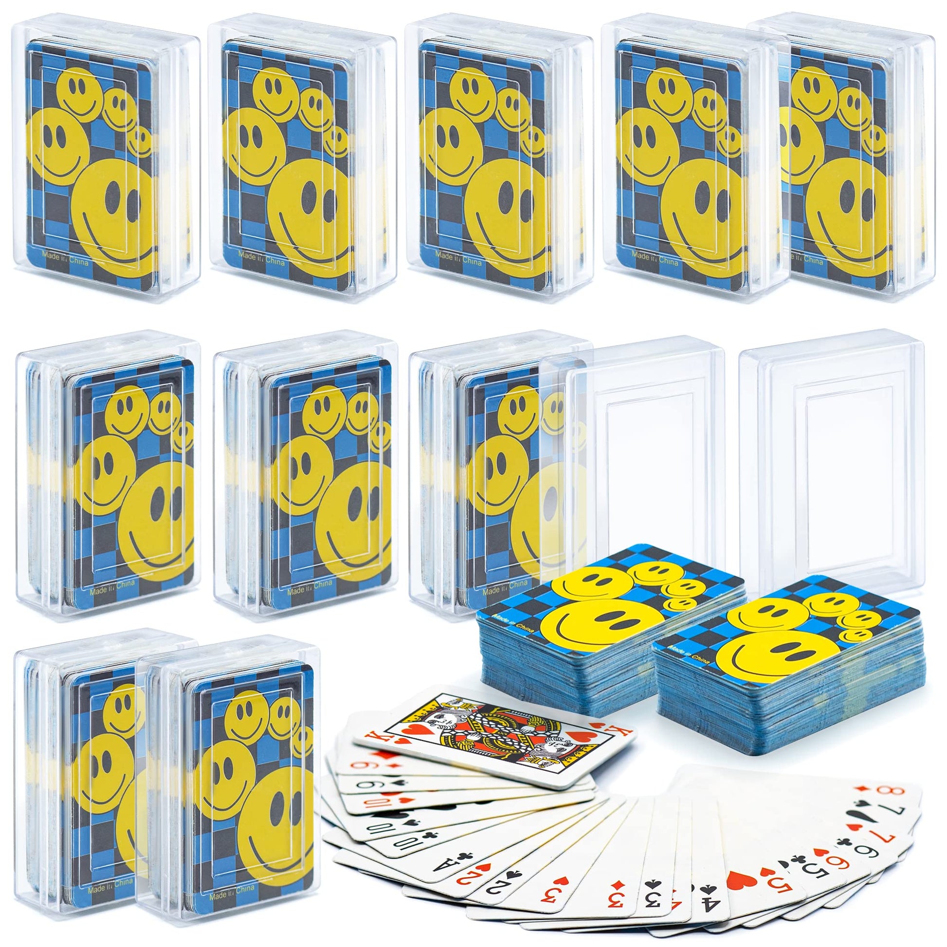 Srenta 24 Pack Mini Playing Cards Bulk - Poker Cards Decks for Kids, Small Deck of Cards with Smiley Faces, Miniature Casino Game Packs, Cool Party
