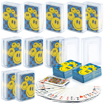 Srenta 24 Pack Mini Playing Cards Bulk - Poker Cards Decks for Kids, Small Deck of Cards with Smiley Faces, Miniature Casino Game Packs, Cool Party
