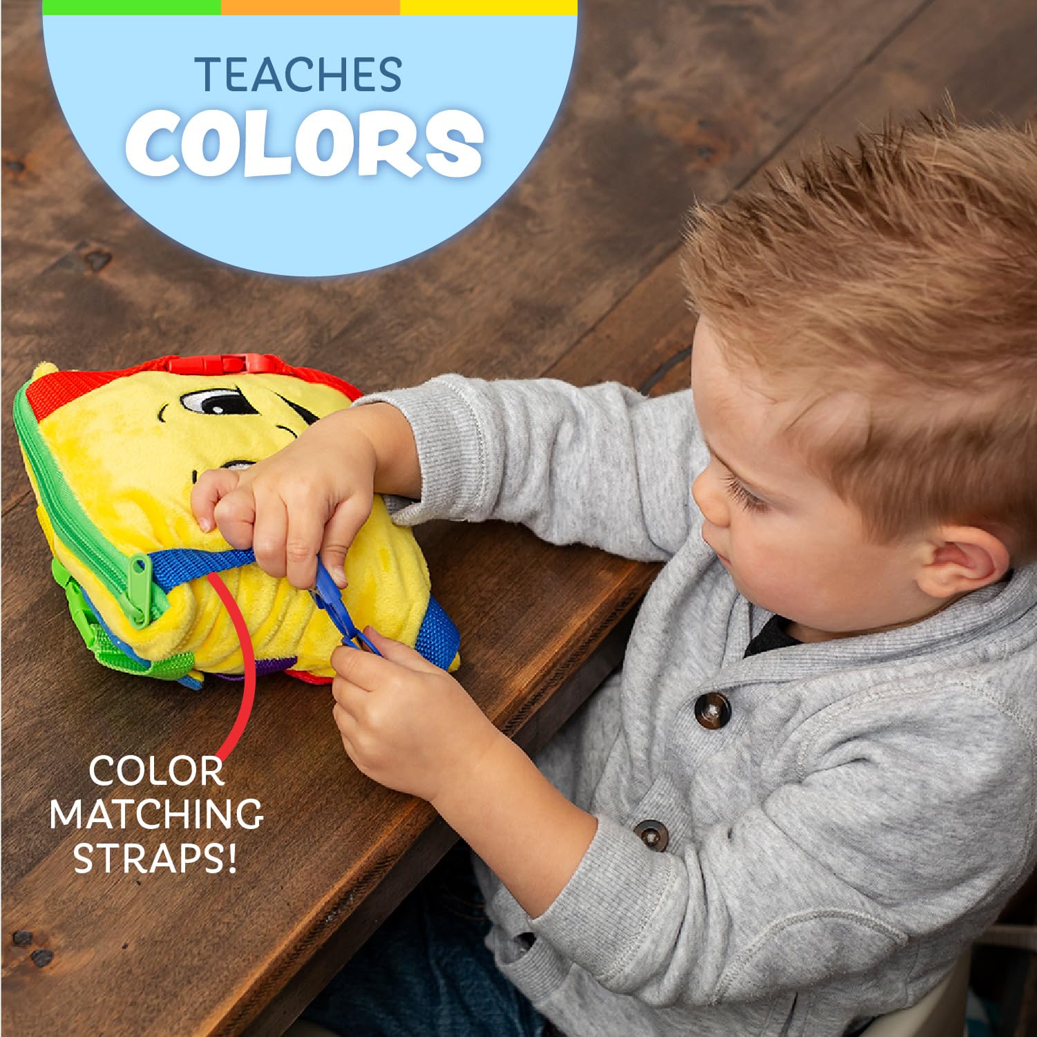 Buckle Toys - Bongo Square - Toddler Learning Toys - Sensory Fine Motor Activity - Easy Road Trip Accessories Travel Toy