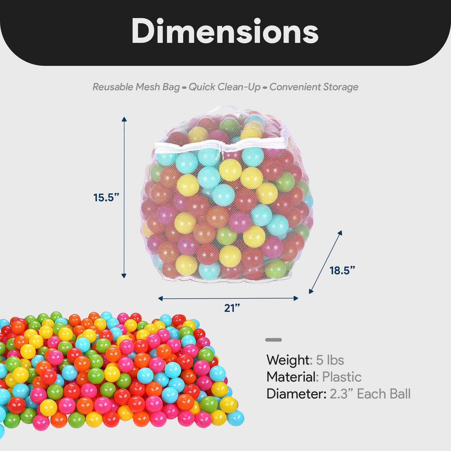 BalanceFrom Play Pit Balls Toy Set for Kids with Mesh Bag, 400-Count