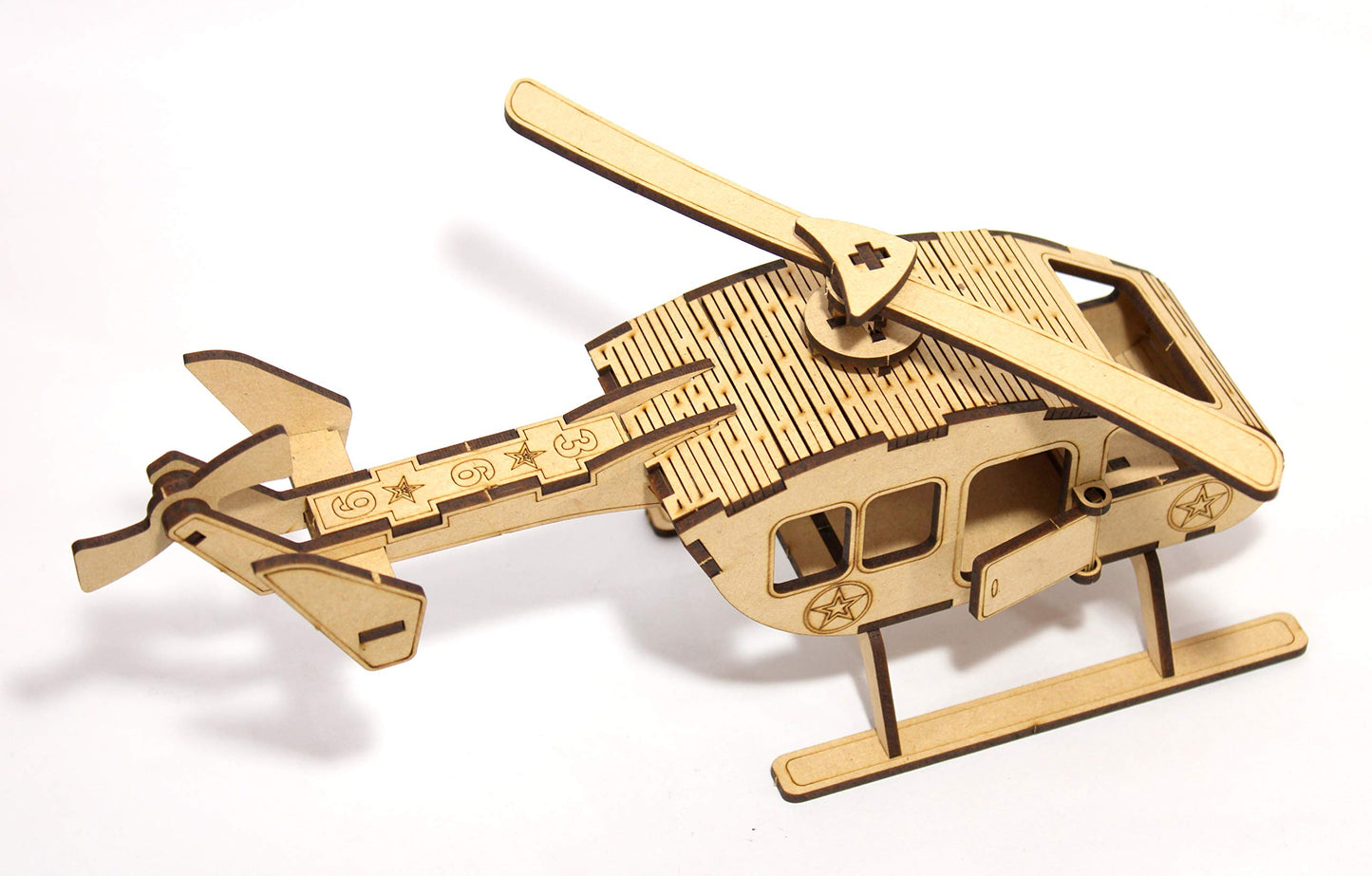 StonKraft Wooden 3D Puzzle Helicopter - Home Decor, Construction Toy, Modeling Kit, School Project - Easy to Assemble