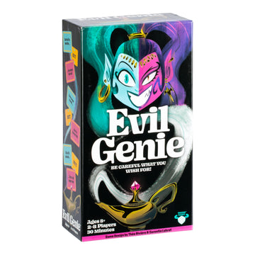 Evil Genie, Party Game Where Players Combine Good Cards with Evil Cards to Grant One Messed Up Wish, Then Guess If The Wish Will Be Taken to Score
