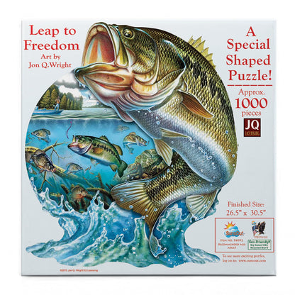 SUNSOUT INC - Leap to Freedom - 1000 pc Special Shape Jigsaw Puzzle by Artist: Jon Q. Wright - Finished Size 26.5" x 30.5" Fish - MPN# 96092
