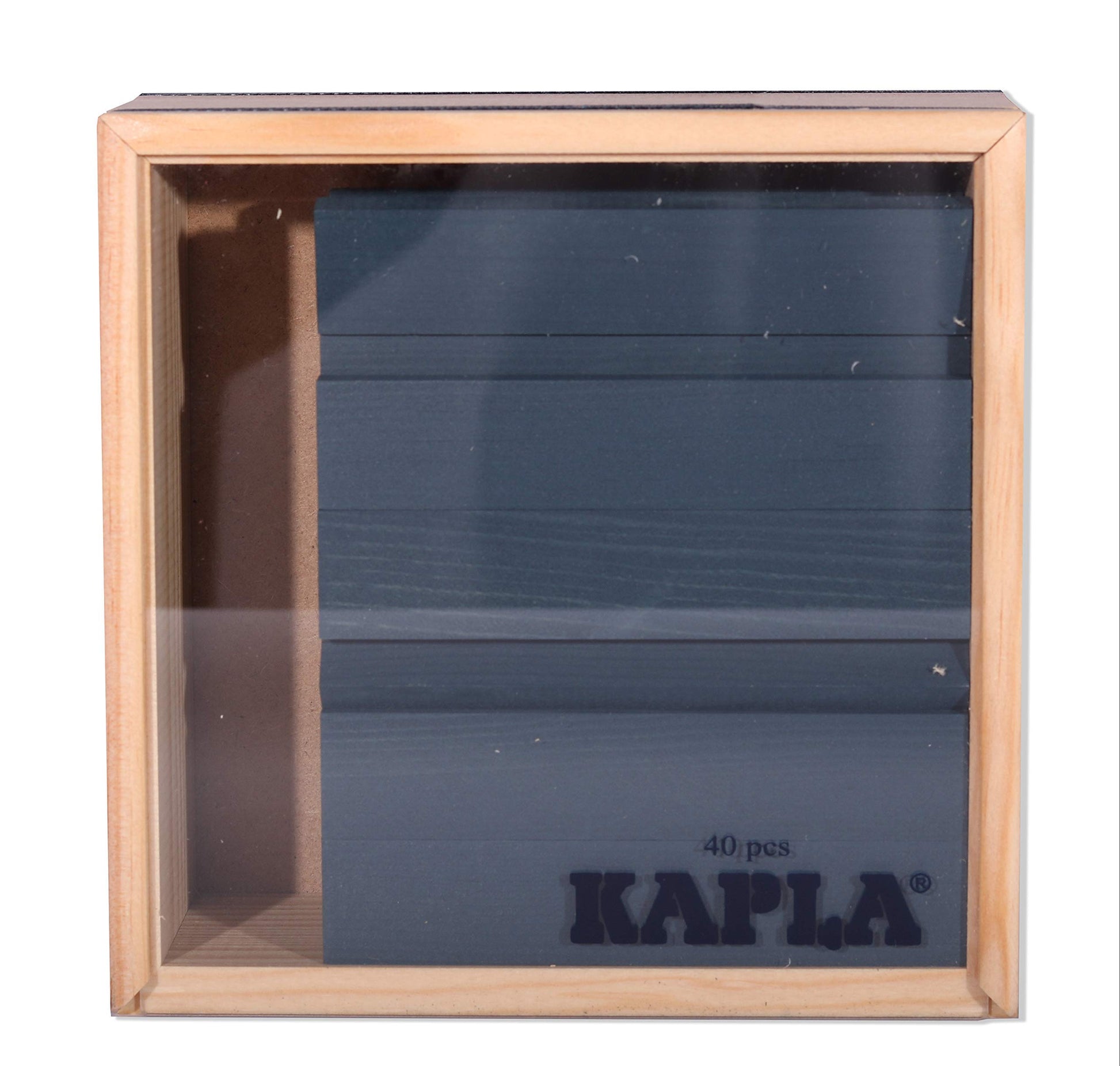 KAPLA 40 Squares Dark Blue - Wooden Construction Set - 40 Dark Blue Colored Building Planks - for Ages 3+