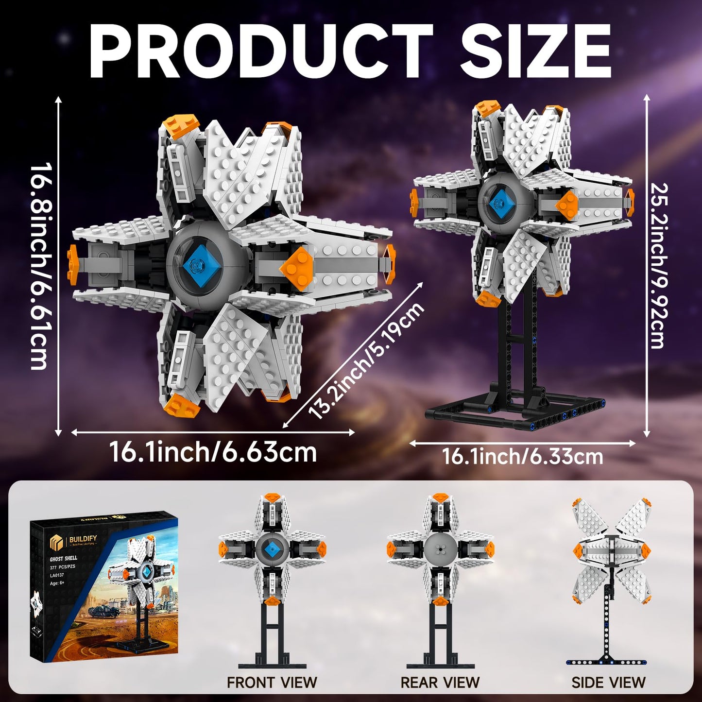 Nubee Ghost Shell Building Blocks for Kids Ages 9+, Generalist Shell Building Toy Sets, Featuring a Display Stand, Lightfall Model Toy for Adults