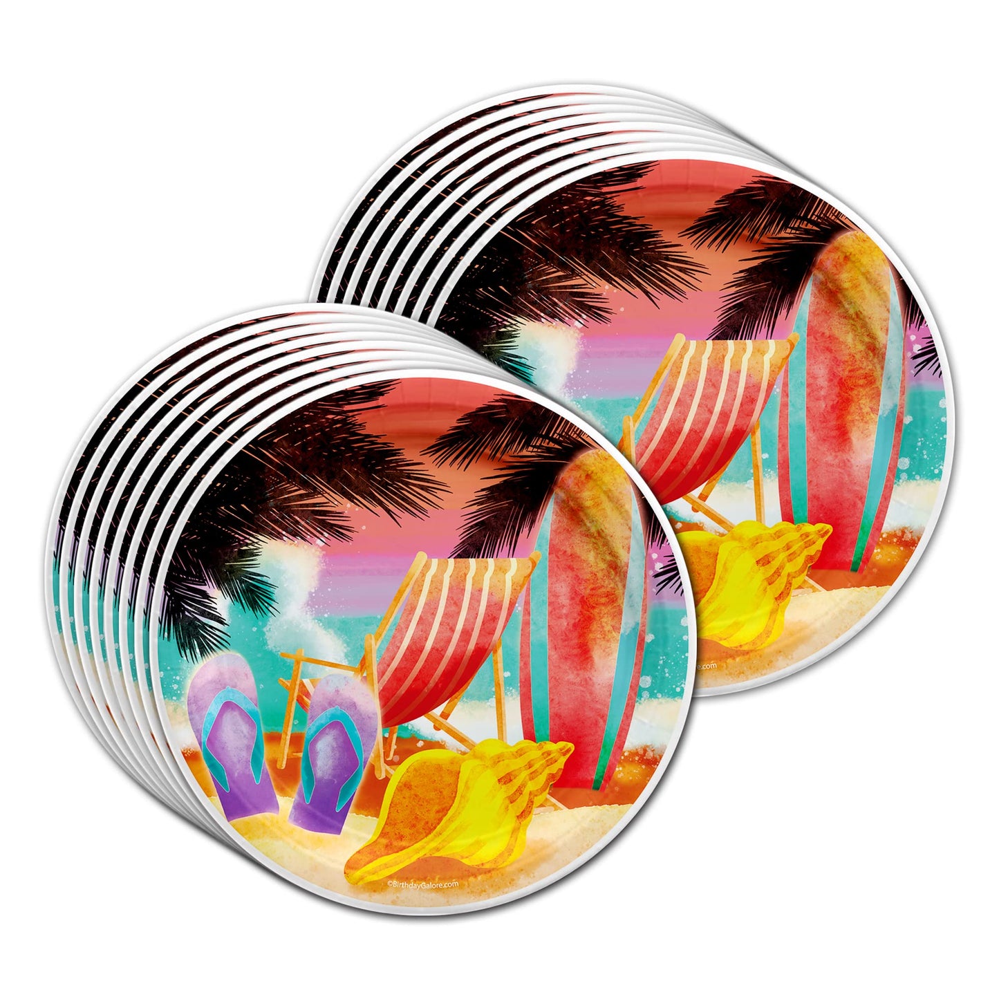Beach Party Supplies - Ocean Birthday Party Supplies - Summer Birthday Party Supplies - Surfing Party Supplies | Beach Tableware Set Includes Plates