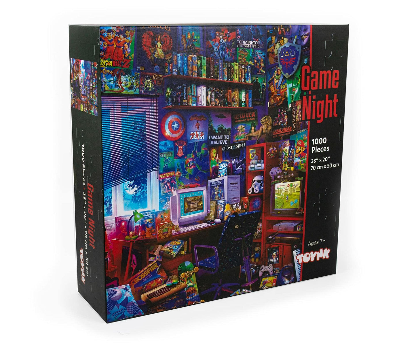 '80s Game Room Pop Culture 1000 Piece Jigsaw Puzzle By Rachid Lotf | Interactive Brain Teaser, Educational Toys & Games for Kids and Adults | 28 x 20