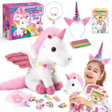 Toyze 21-Piece Unicorn Gift Set for Girls Ages 3-8 | Soft Plush Stuffed Animals & Dress-Up Accessories Bundle | Idea Birthday Gifts,, Party Favor