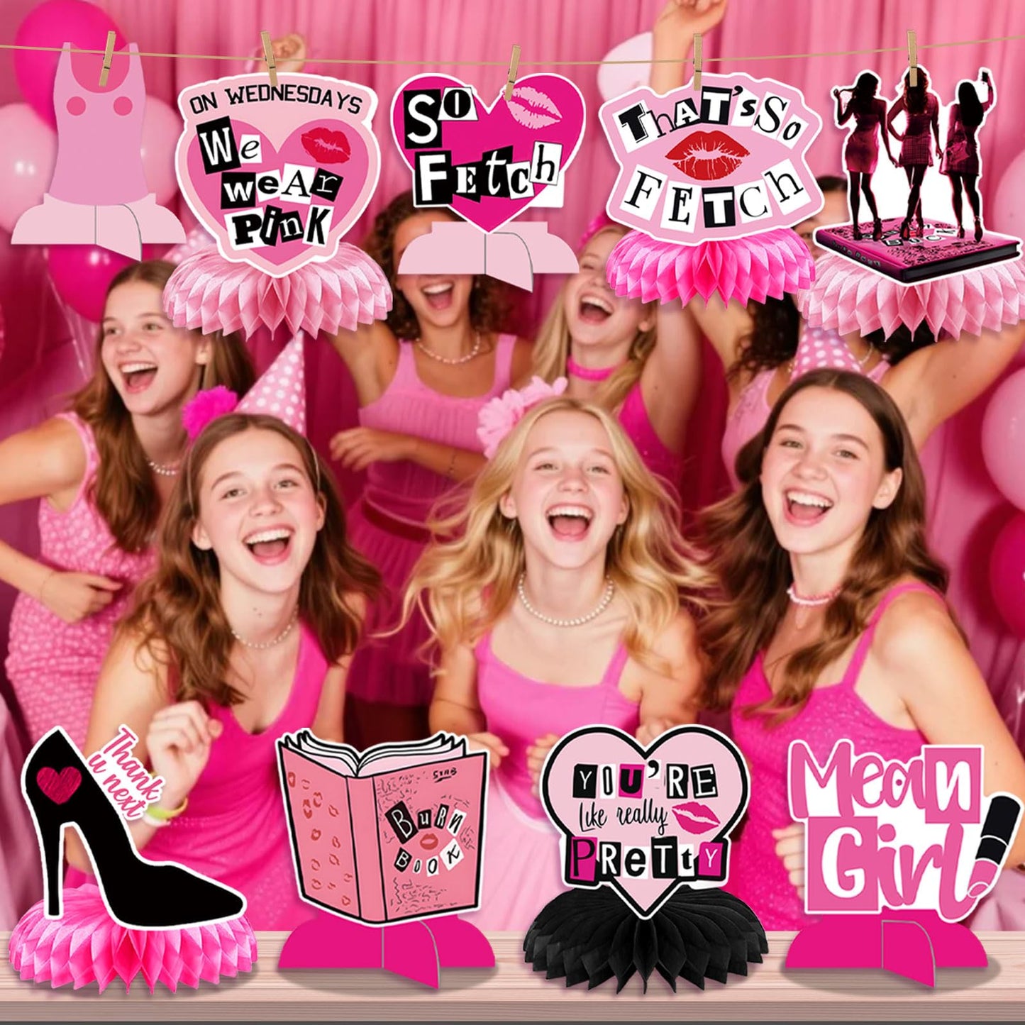 Pink Girls Centerpieces for Table Popular Girl Party Table Decorations Burn Book Pink Girls Birthday Decorations
