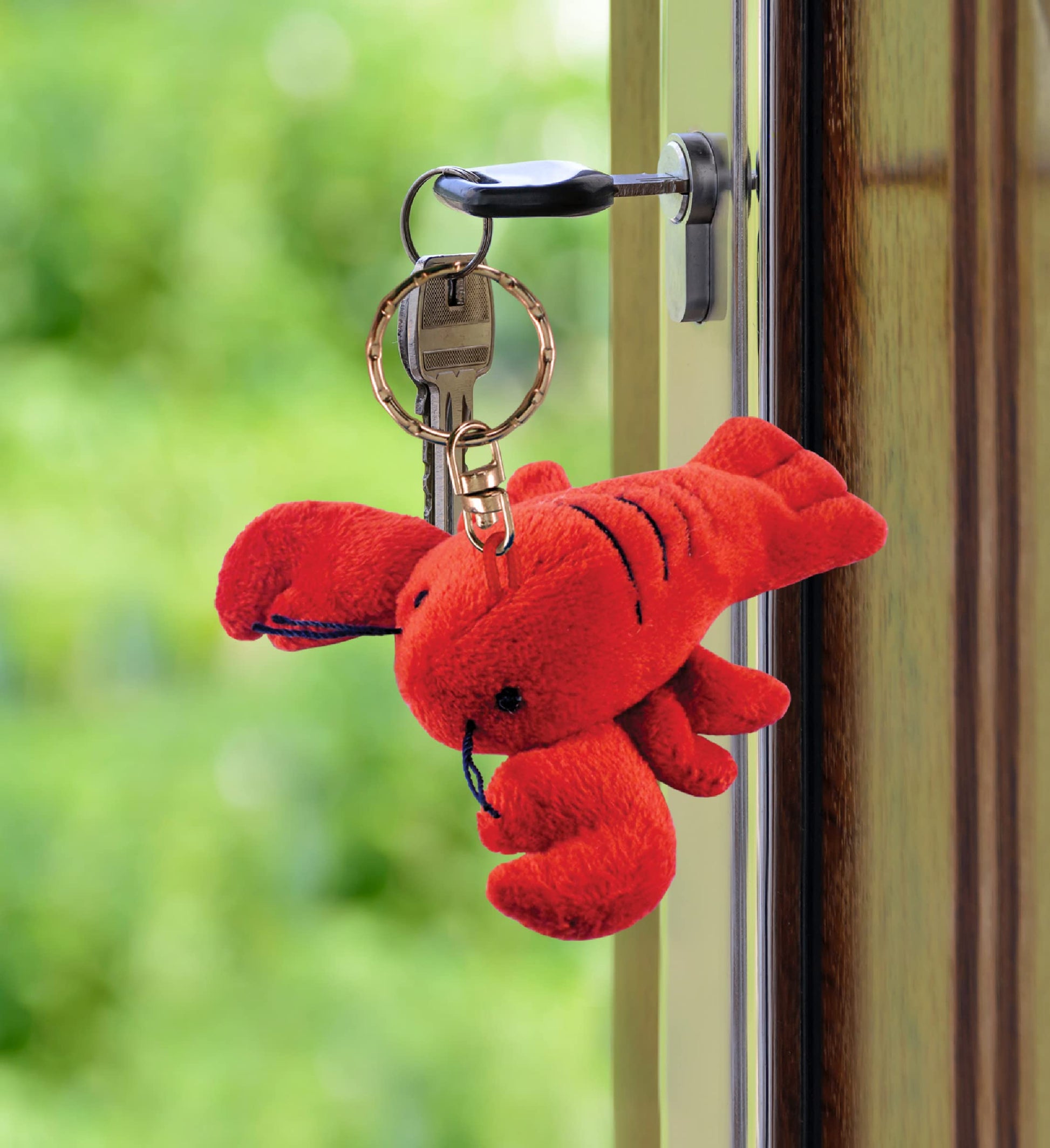 Puzzled Red Lobster Stuffed Animal Keychain Plush Charm for Bags - 4 Inches
