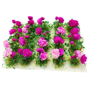 20Pcs Miniature Flower Cluster Grass Flower Tufts for Mini Dollhouse Fairy Garden Railway Simulated Static Scenery Micro Landscape Model (Rose)