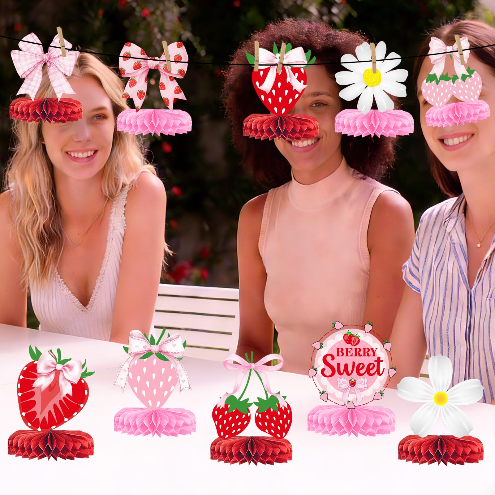 Strawberry Centerpieces for Tables: 12Pcs Strawberry Centerpieces for Strawberry Table Decor Gender Reveal Party Strawberry Table Decor Strawberry