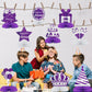 WINPOGEE 9PCS Purple Silver Happy Birthday Decorations Honeycomb Centerpieces for Women Men
