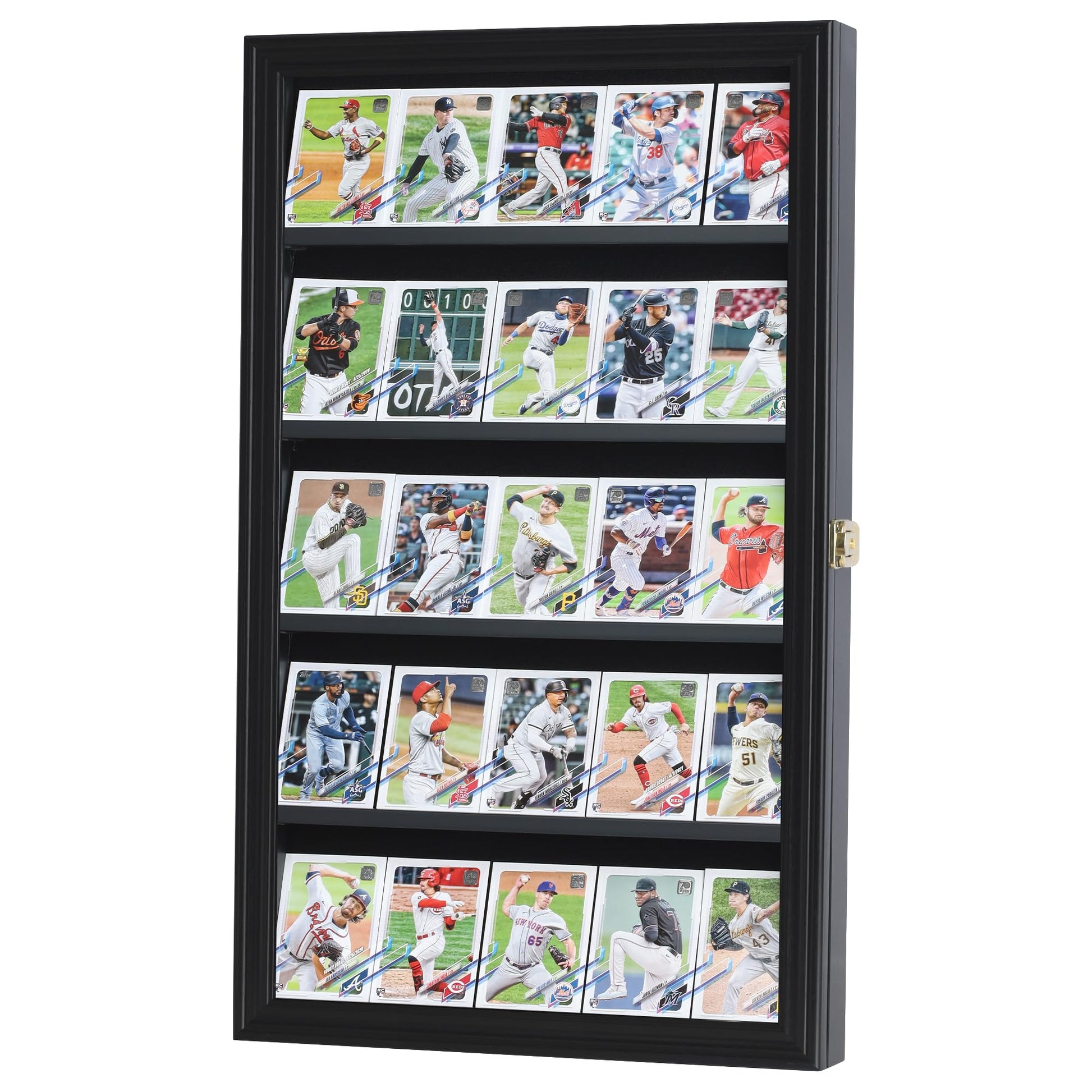 The Playing Card Frame - 25 Deck Holder Display Case Frame Wall Mount (Black Finish)