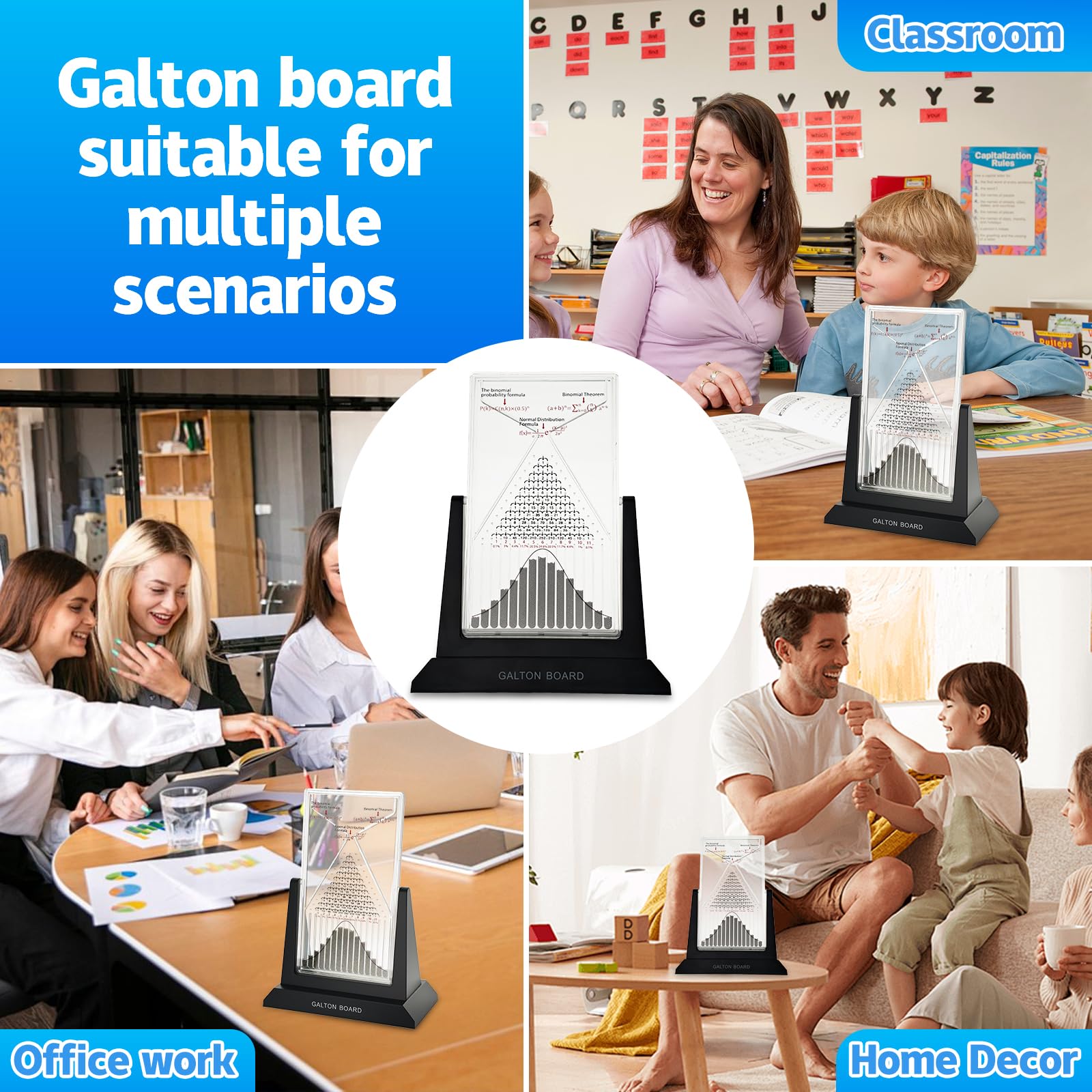 Dimind Galton Board Probability Demonstration Model - 12.6in Large Physics Learning Desk Toy with 17500 Metal Beads | Statistical Law Experiment Tool