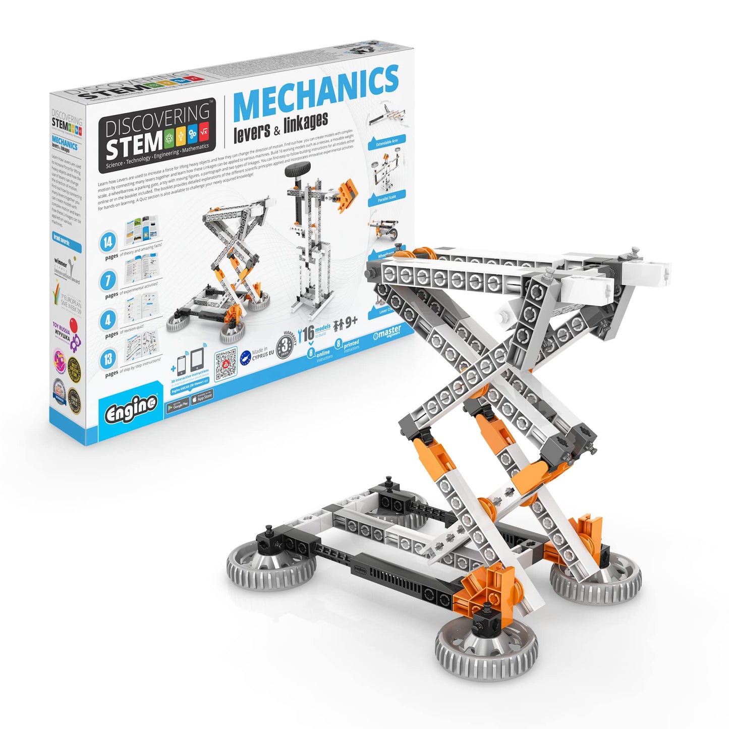 Engino STEM Toys, 16 Models in 1, Mechanics Levers & Linkages, Construction Toys for Kids 9+, Educational Kit, Gift for Boys & Girls, Fun Kids