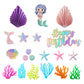 20 PCS Mermaid Cake Toppers with 3D Mermaid Seaweed Folding Fans Shell Starfish Cake Decorations (STYLE1)