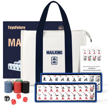 LeadieeMax Upgraded American Mahjong Tile Set, 166 Large 1.5" Deluxe Mahjong Tiles, Mahjong Game Set with Full Accessories, Travel Ready Carrying Bag