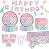 122 Pcs Mermaid Plates and Napkins Birthday Party Decorations for 24