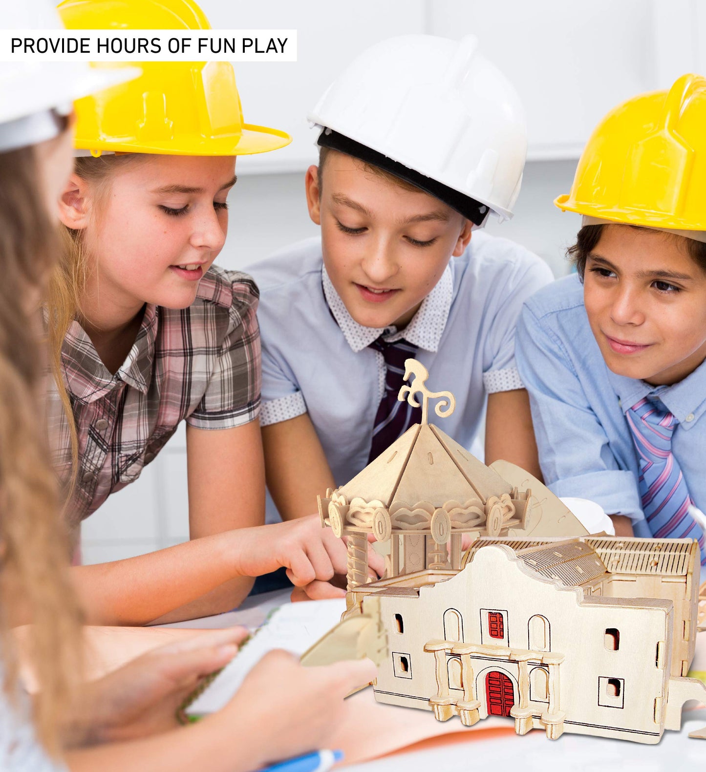 Puzzled The Alamo 3D Puzzle Wood Building Kit - 3D Wooden Puzzle Model Building Kits for Kids and Adults, Fun Educational Construction DIY Wooden