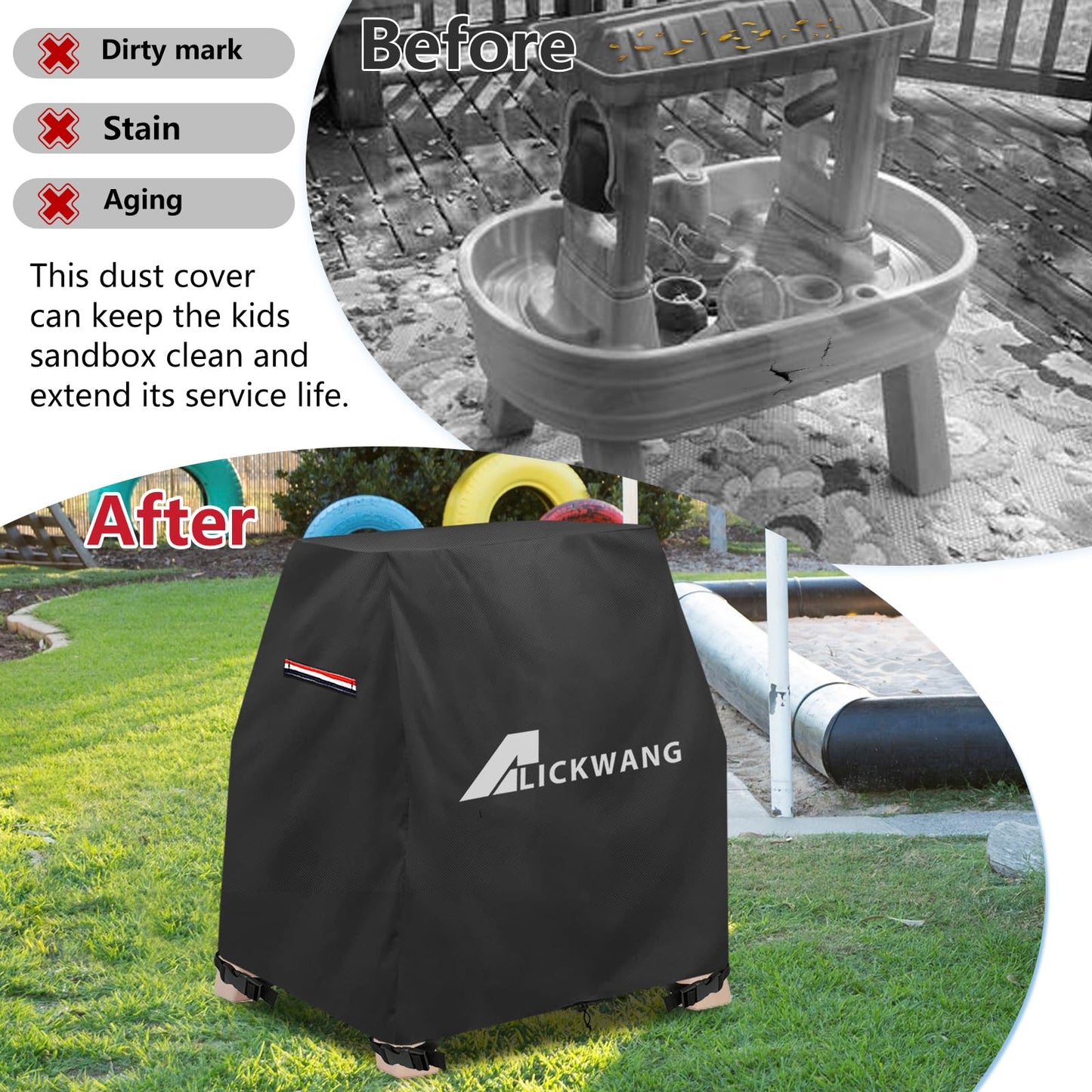 AIickwang Kids Water Table Cover For Step2 Rain Showers & Flow Kids Water Table,Outdoor Heavy 600D Dustproof Waterproof Dustproof Anti-UV Toddler