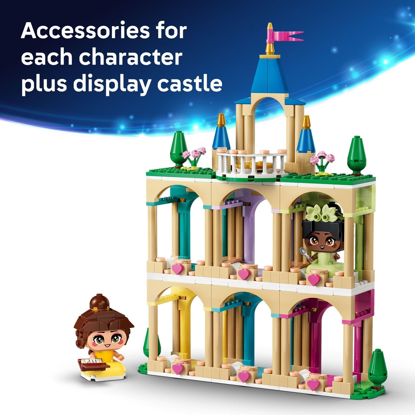 LEGO Disney Princess Mini Belle & Tiana with Castle Building Toy - Princess Toy Figures & Playset for Girls & Boys, Ages 5+ - Gift for Birthday