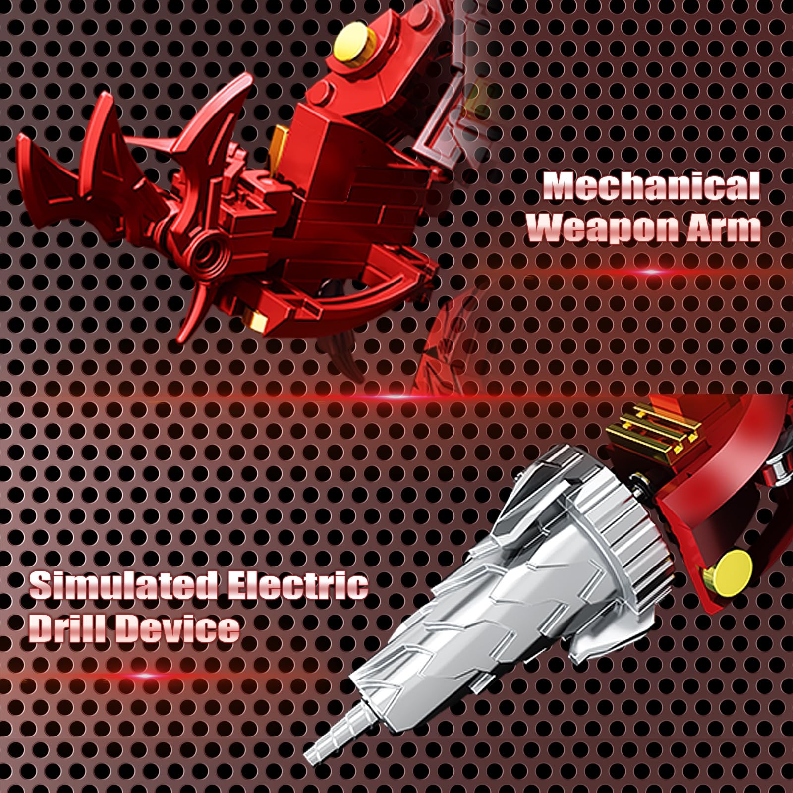 HIGH GODO Red Drill Mech Robot Building Blocks Set, Toilet Upgraded TV Figure Mech Model Building Kit, Cool Creative Robots Toys Gift for Teens