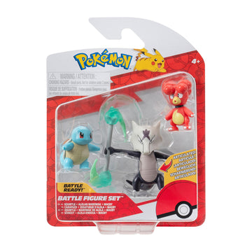 Pokémon PKW3600 - Battle Figure - Magby, Schiggy, Alola Knogga, Official Figures
