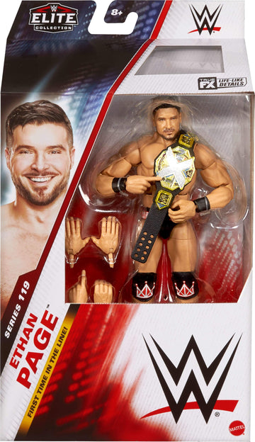 Mattel WWE Elite Action Figure & Accessories, Series #119, 6-inch Collectible Ethan Page with 25 Articulation Points & Swappable Hands