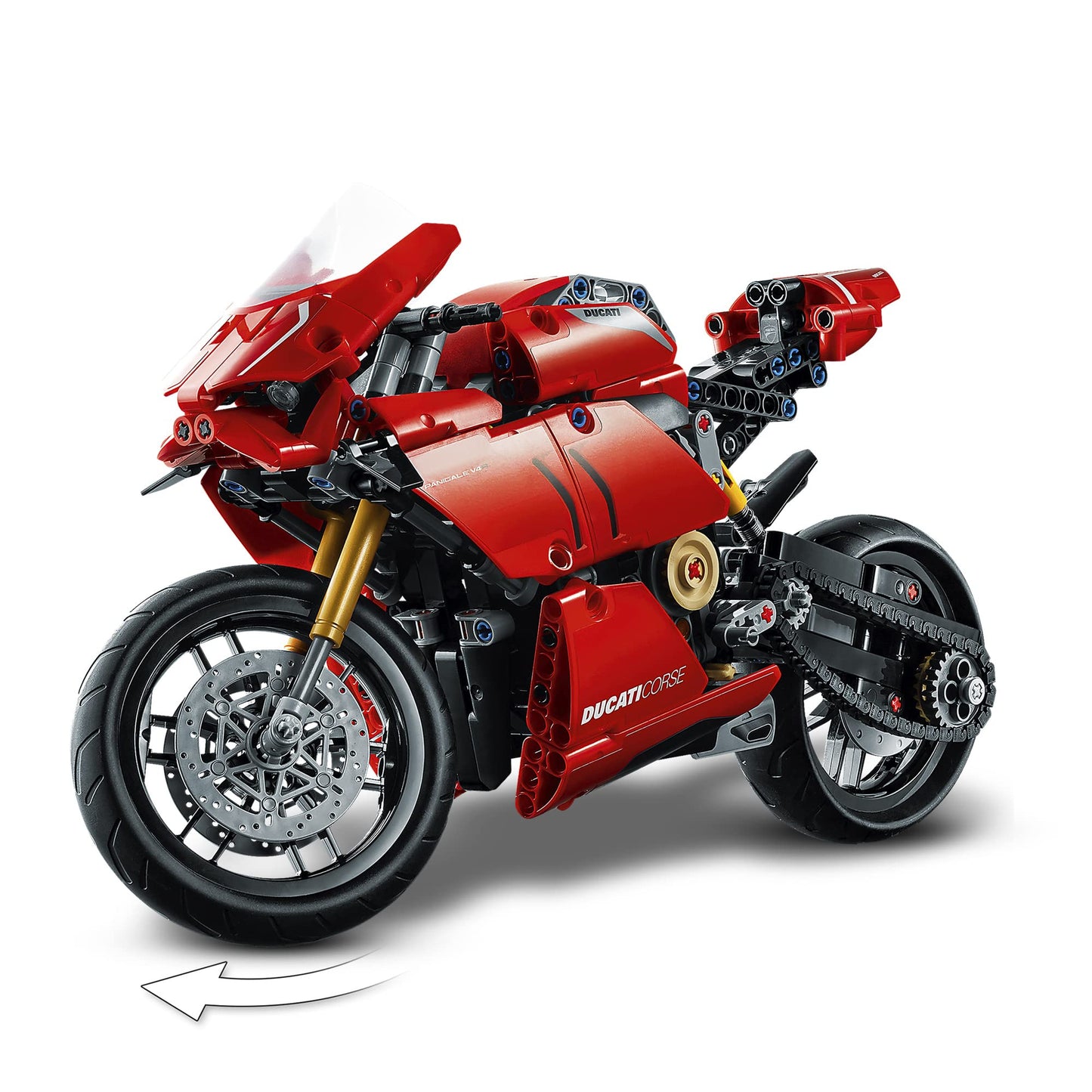 LEGO 42107 Technic Ducati Panigale V4 R Motorbike, Collectible Superbike Display Model Building Kit with Gearbox and Working Suspension, Gift Idea, 10